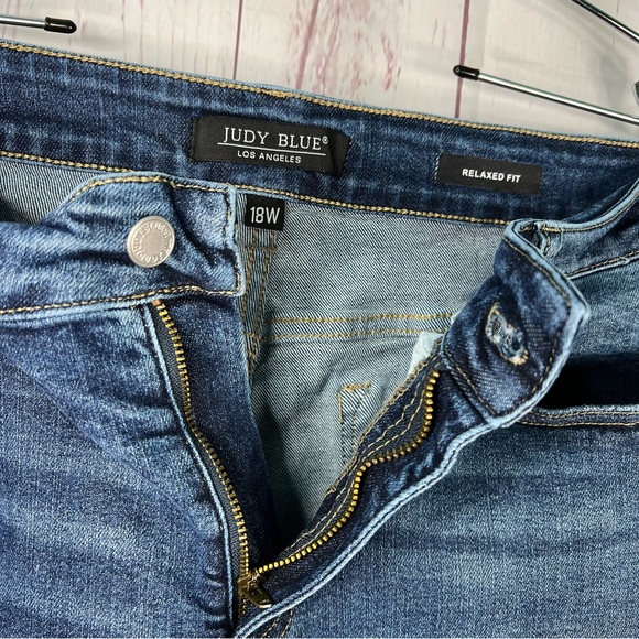 Judy Blue Relaxed Fit Distressed Size 18 Plus Size Denim Jeans 18W Stretch Crop - Picture 7 of 11